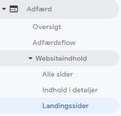 landingssider i analytics